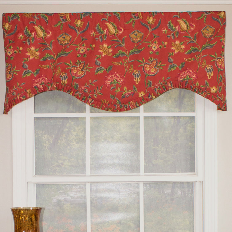 RLF Home Floral Tailored 50'' Kitchen Curtain in Red & Reviews Wayfair